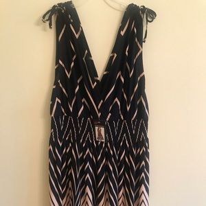 Lildy Surplice Navy Pink Chevron Sundress